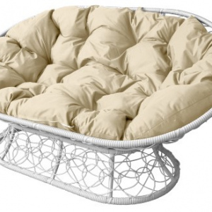 Диван ''Мамасан'' с ротангом Белый